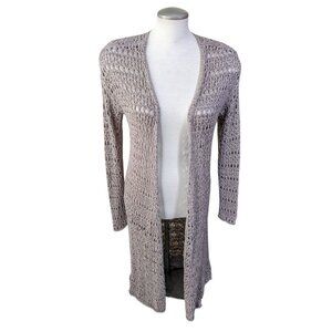 American Eagle Open Crotchet Long Duster Cardigan Womens M Festival Boho Beach